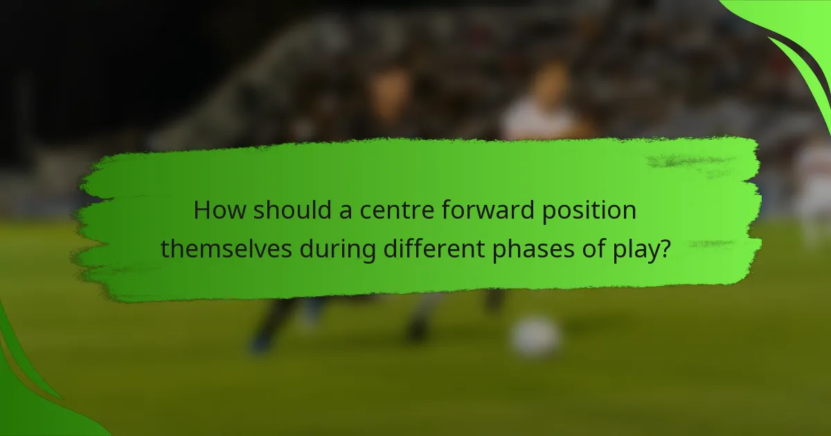 How should a centre forward position themselves during different phases of play?